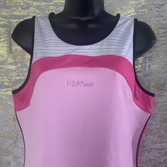 R&R Sport Pink/white Womens Activewear Tank Top Size L - Picture 3 of 13